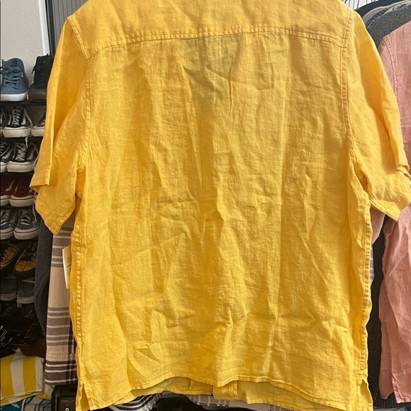 Lucky Brand Men's Casual Yellow Button Down Camp Shirt - Picture 6 of 7